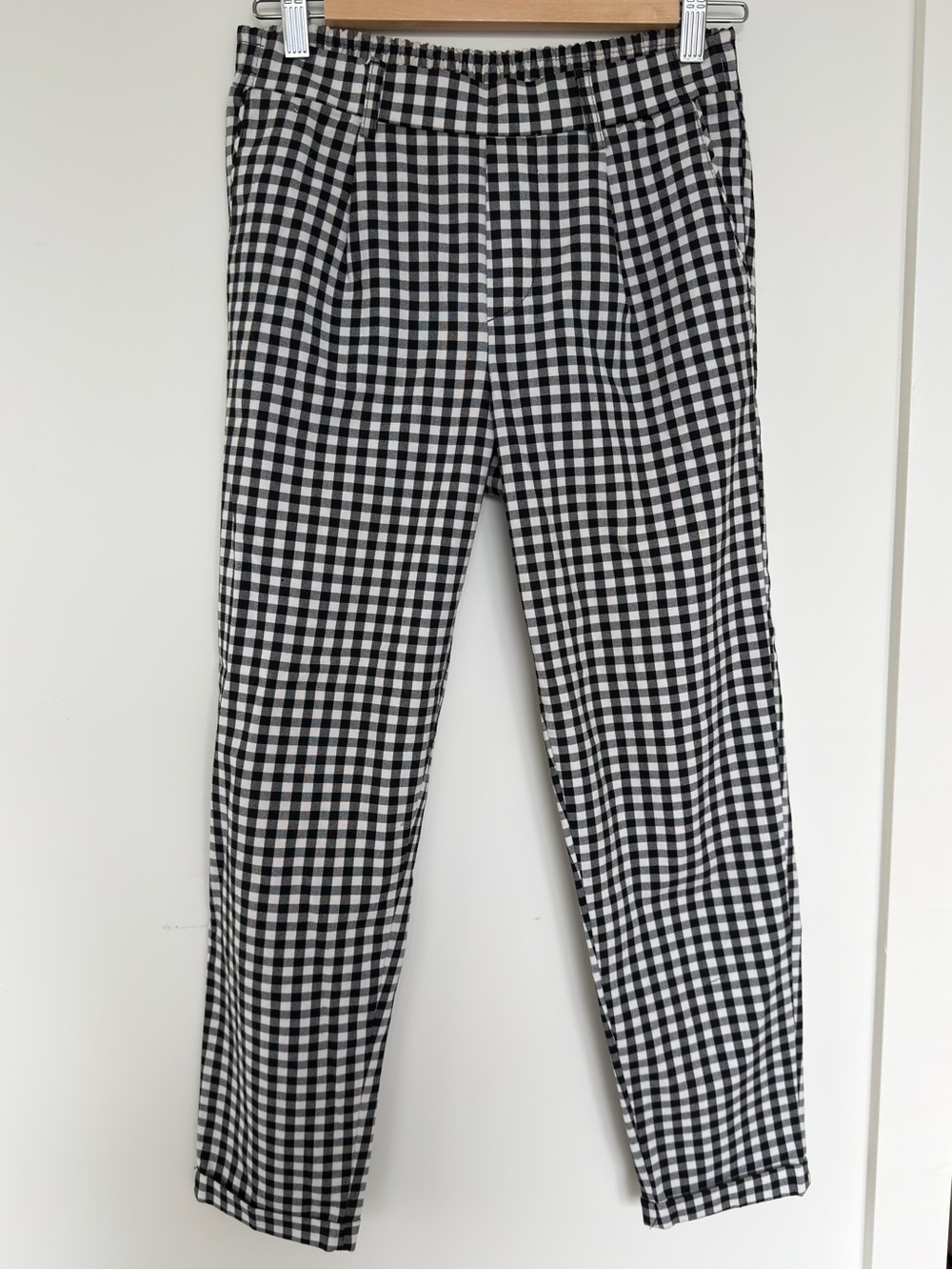 Bershka Black & White Gingham Chinos